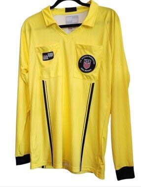 Official Sports Long Sleeve Bright Yellow USSF Soccer Referee Jersey Size S 2025